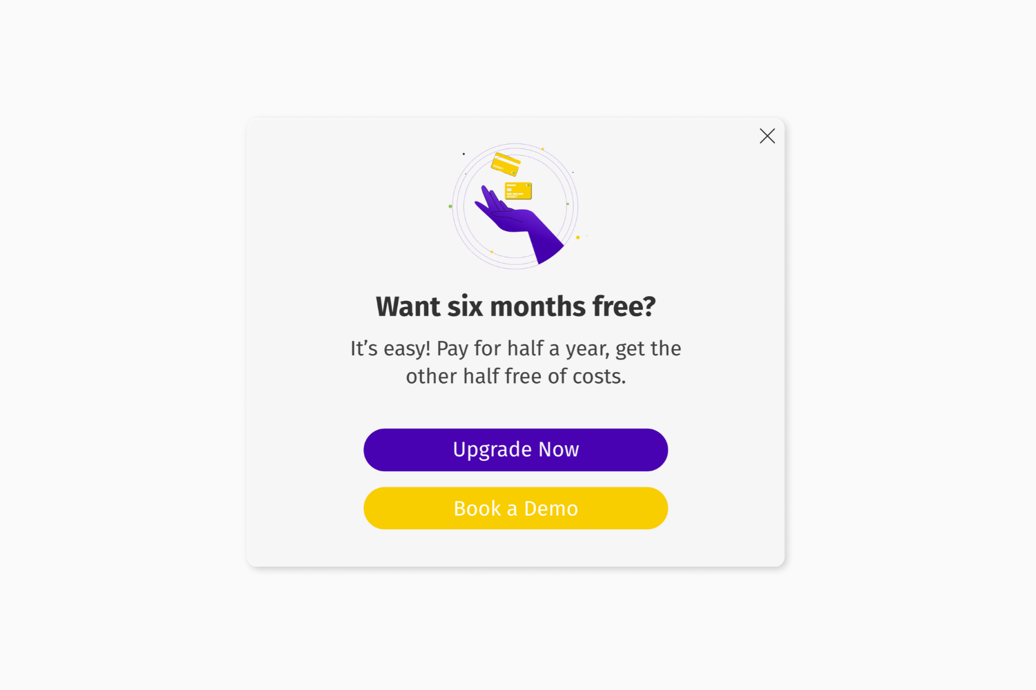Helppier In-app Messaging Templates - Six Months Free Popup Campaigns